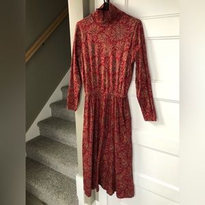 Gorgeous 100% Cotton Paisley Lands’ End Turtleneck Dress